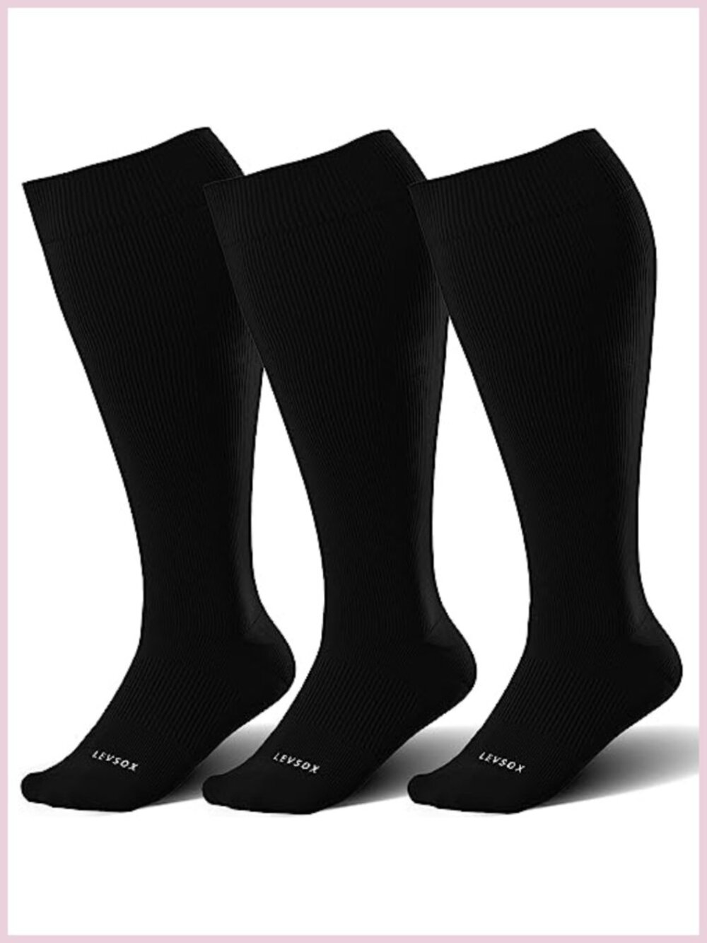 LEVSOX Wide Calf Compression Socks Bamboo Viscose Knee High 15-20mmHg Support